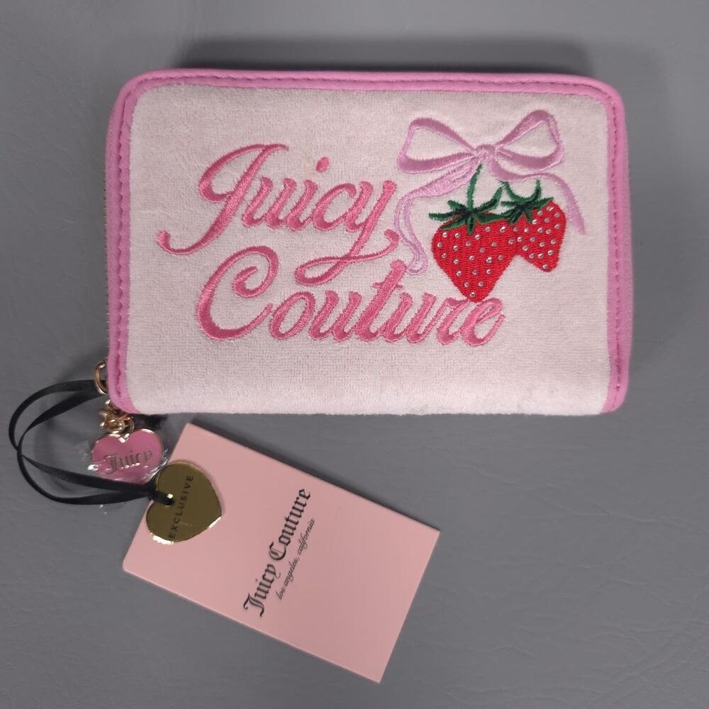 JUICY COUTURE Womens New Wallet Powder Blush Retro Strawberry Essential Zip